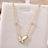 2023 корейское простое ожерелье с подвеской в ​​виде белой бабочки, модное женское роскошное золотое осеннее ожерелье-свитер с цепочкой