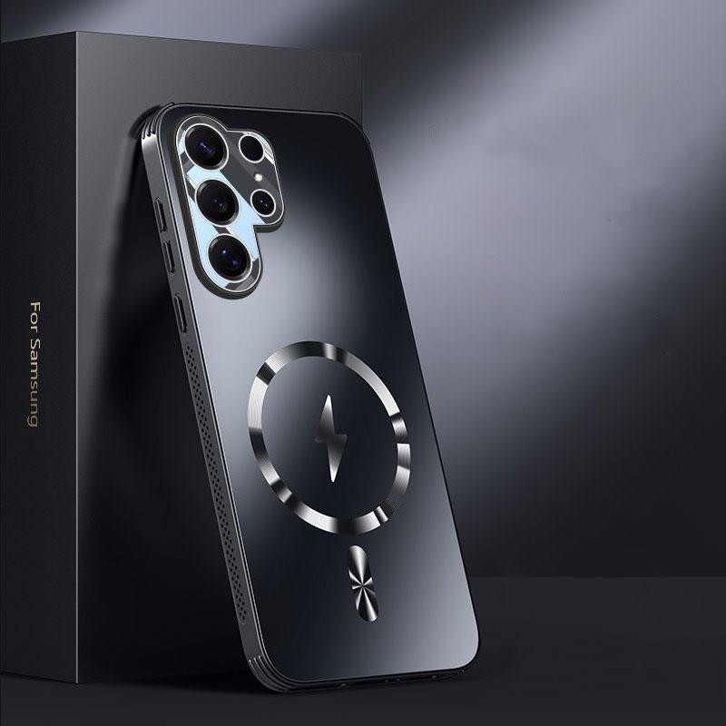 Магнитный беспроводной чехол для зарядки для Samsung S25 Ultra Magsafe Матовый матовый противоударный защитный пленочный чехол для объектива Задняя крышка для Samsung S25 Plus S25Ultra