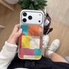 Корейский стиль Цветной клетчатый чехол для iPhone 16 Pro Max Apple 17 Чехол для телефона 15/14 Серебристый край Гальваническое покрытие Эпоксидная смола