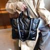 Textured Down Bag Women's Large-capacity Fashion Shoulder Commuter Tote Bag 2024 Autumn Winter New Cotton Bag