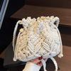 Hand Woven Bucket Diagonal Backpack | Retro Drawstring Anti-theft Design | Lightweight Commuting Bag | Cosmetics/phone Storage | Shoulder Bag