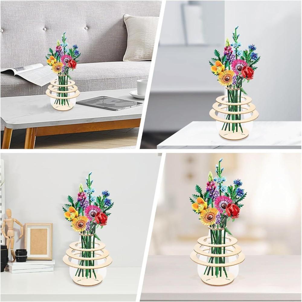 Natural Flower Holder Ornament Wood Craft Plant Display Rack  For Home Living Room