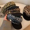 Панк Берет с леопардовым принтом Сексуальная кепка с плоским верхом Ретро Берет Y2k для женщин