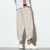 Men's Spring and Autumn Thin Section of Plus Size Linen Loose Harlequin Trousers Beach Lantern Trousers