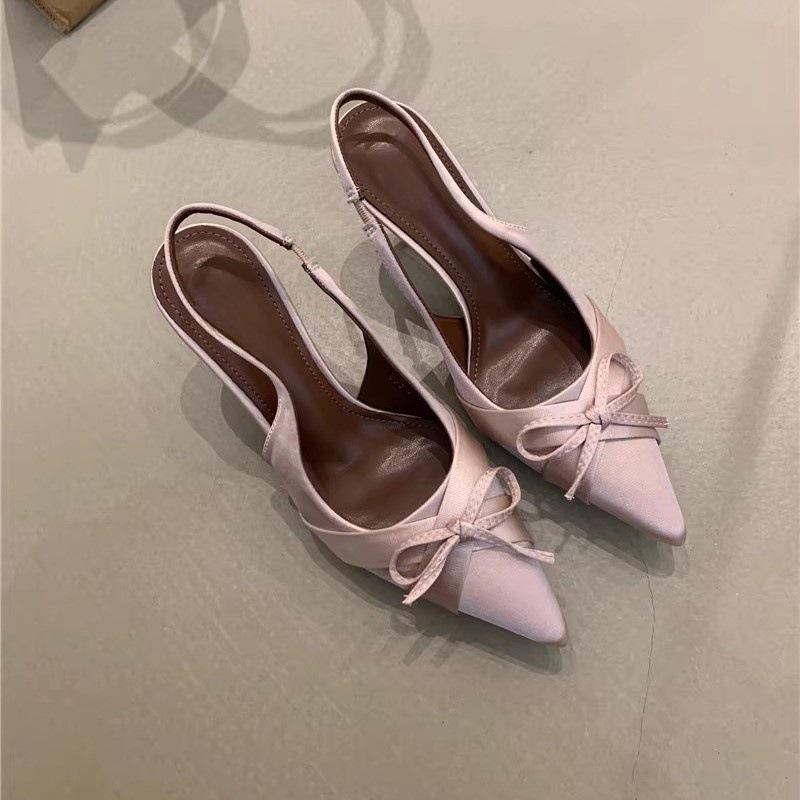 Нежный вечерний бриз туфли на высоком каблуке женственность элегантный бант острый носок шпилька сумка голова сандалии