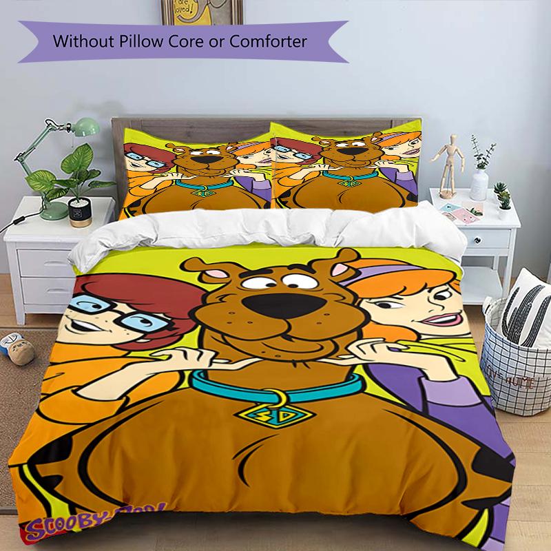 3 шт. Комплект постельного белья Scooby-Doo Пододеяльник на молнии Включает 1 пододеяльник и 2 наволочки, Мягкий и удобный для всех сезонов.