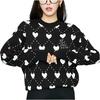 MLB Los Angeles Dodgers Heart Jacquard Letter Embroidery Loose Pullover Sweater Unisex sweater Black 3AKPH0131-07BKS