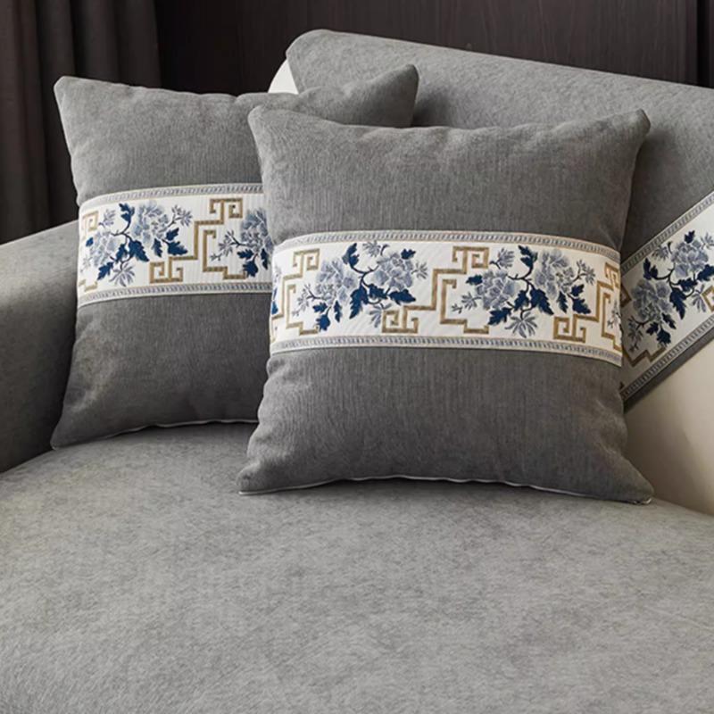 Однотонная противоскользящая подушка для дивана для диванов в гостиной Универсальный чехол-накидка для кресла Полотенце 1 шт. Чехлы для дивана в китайском стиле с вышитым краем