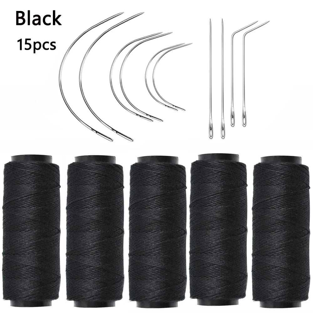5 шт. нитей для плетения волос с 10 шт. иглами C/J/I-образной формы, вощеная нить для ручного шитья, наращивания волос, изготовления париков своими руками