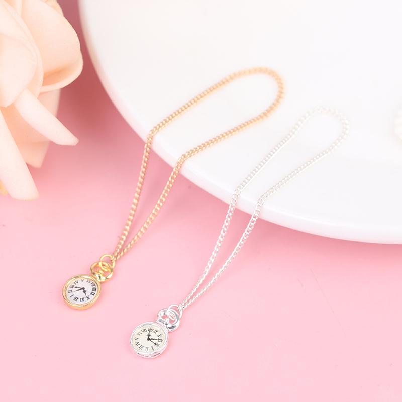 Творческий кукольный домик Мини-ожерелье Карманные часы Золотое ожерелье Индивидуальные карманные часы