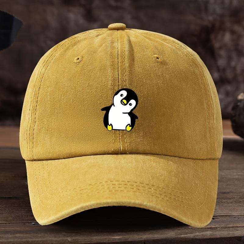 Cute Penguin Printed Baseball Hat Suitable for Outdoor Fishing and Travel Headwear Optimistic Design Comfortable Headwear