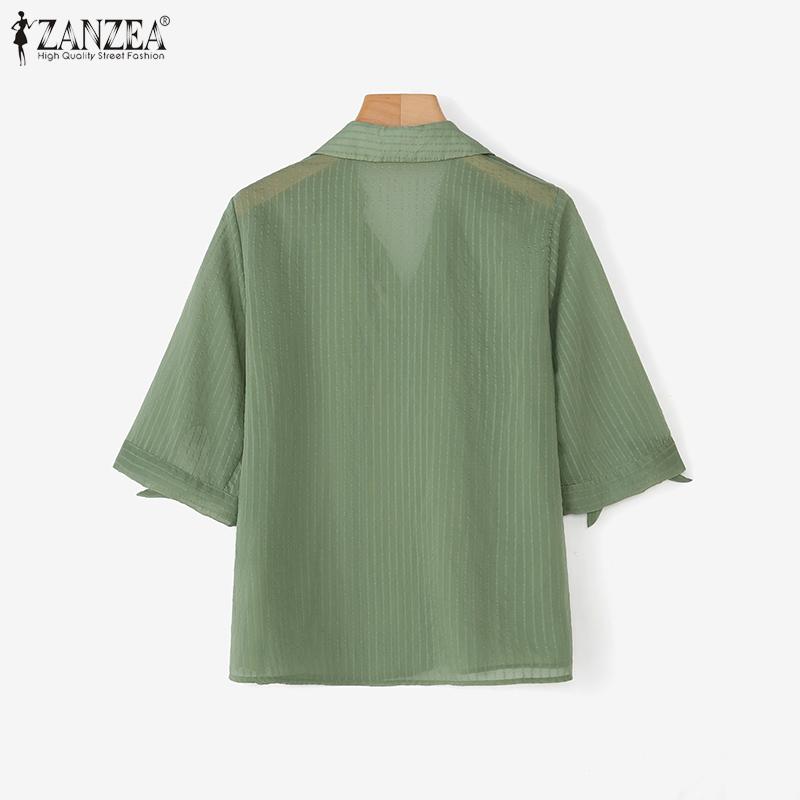 ZANZEA Women Summer V-Neck Loose Casual Half Sleeve Blouse