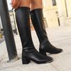 Rear zipper women's boots Korean version thick heel solid color women's boots Internet celebrity simple Martin boots women 2025 autumn and winter new