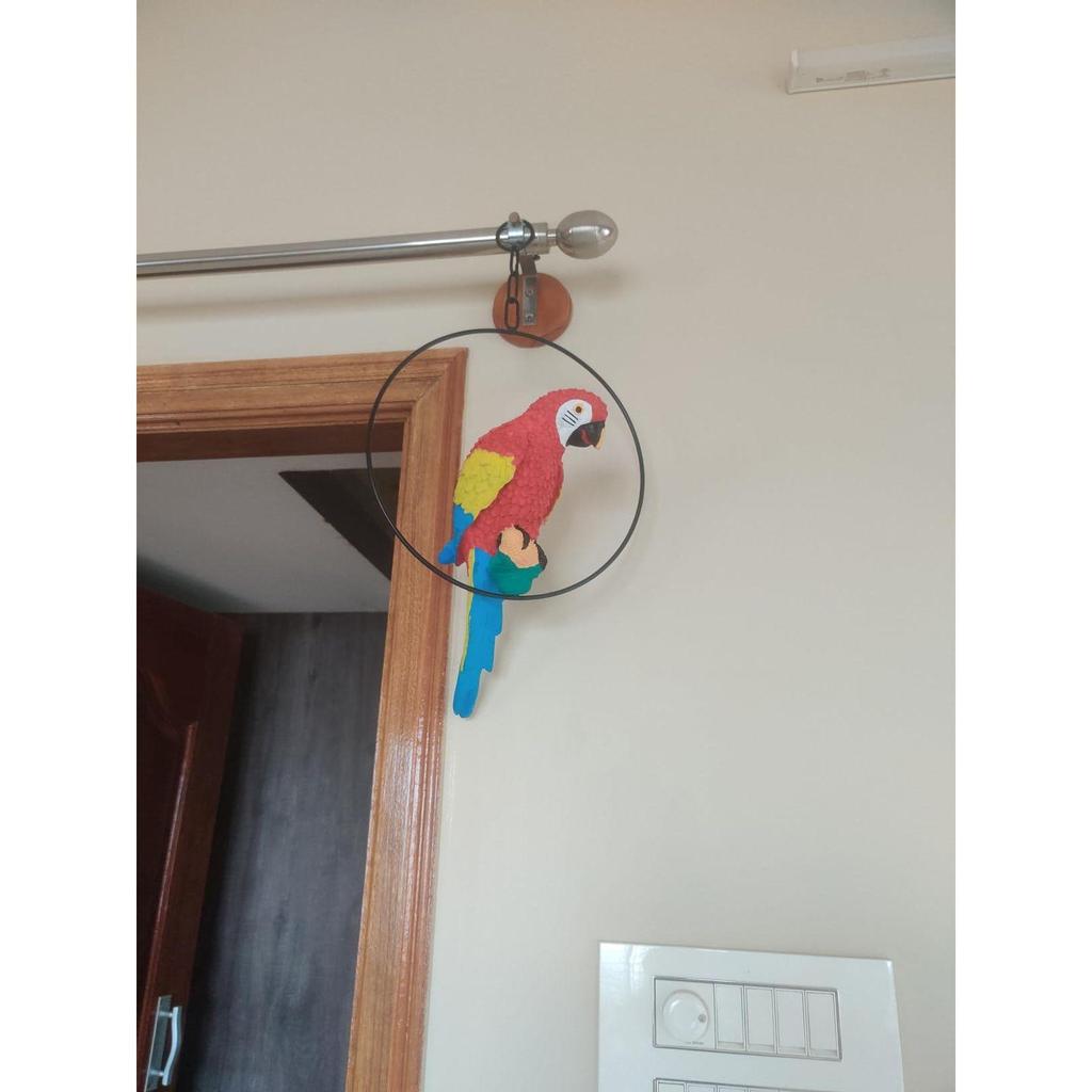 Handpainted and Handmade Decorative Hanging Parrot for Garden Decoration Figurine Showpiece Home Decor, Resin