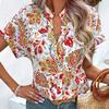 Summer Retro Ladies Short Sleeve Printed T-Shirt Casual Loose Blouse Pullover Tops