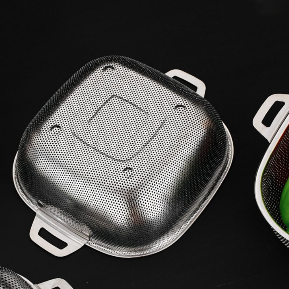 Stainless Steel Square Drain Basket Rust-proof Pasta Strainer Vegetable Washing Basket  Rice