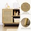 Storage Cabinet Buffet 1 Door Cane Wood Effect Dim 80L X 39W X 70H Cm
