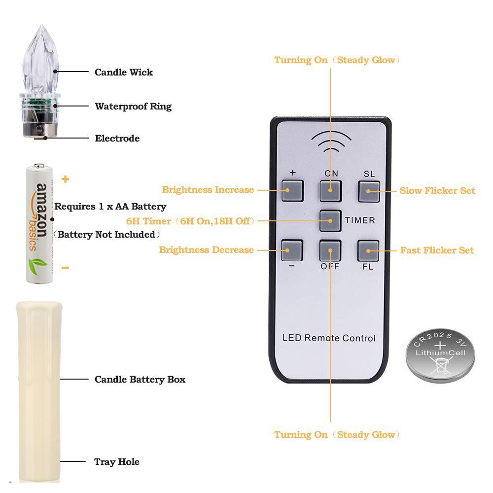 12pcs Remote Control LED Candles Wireless  Christmas Candles LED Flickering Flame