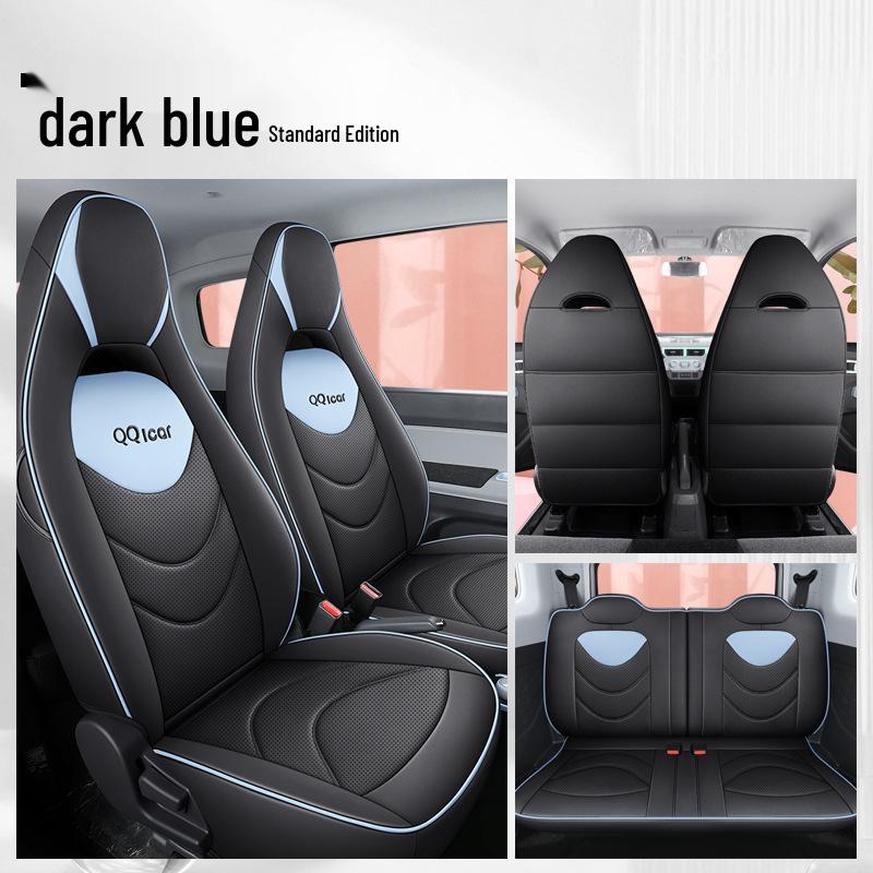 QQ Ice Cream Car Seat Cushion: Full Coverage Cartoon Leather Seat Cover for All Seasons