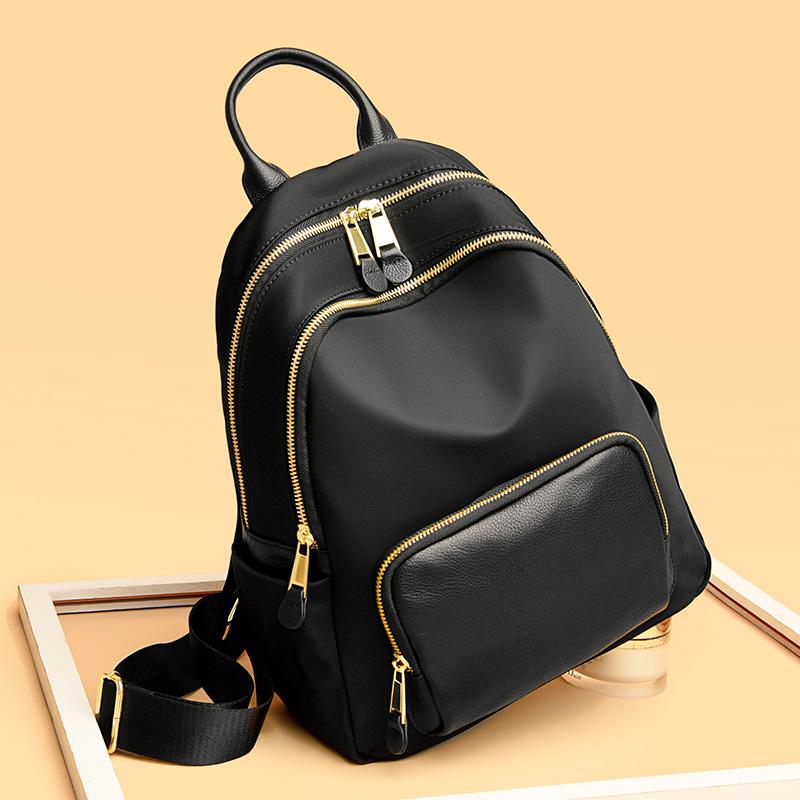 Genuine Leather Knapsack Oxford Women Rucksack Luxury Shoulder Bag Female Fashion Cowhide Travel Backpack New Ladies Casual Bag