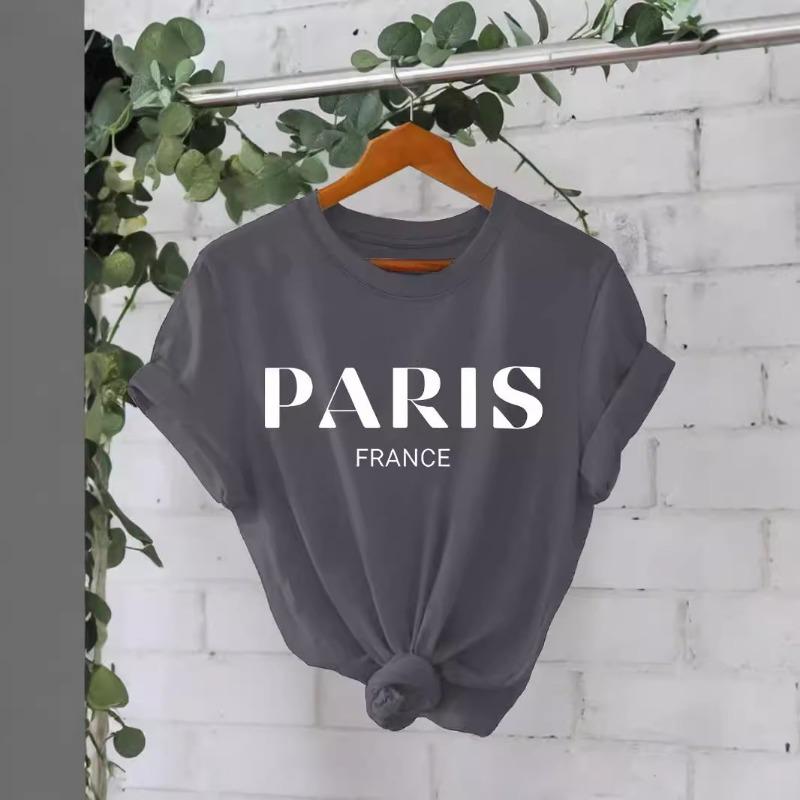 Футболка из хлопка, летняя, с коротким рукавом, круглым вырезом, с принтом, женская