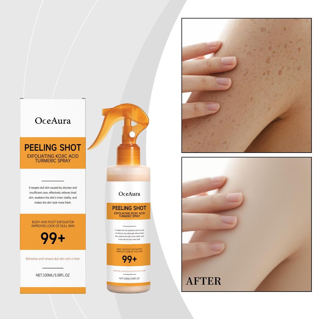 Спрей для тела с кератином, койевой кислотой и куркумой, мягко отшелушивающий пилинг, питательный, увлажняющий уход за кожей, для всех типов кожи