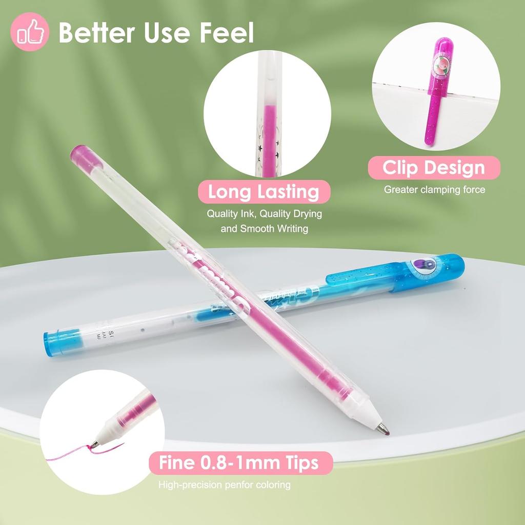 36 PCS Scented Glitter Color Gel Pen Smooth Writing Stationery Kit Cute Smell Good Fruit Flavors Coloring for Girls Kids Art Crafts School Stocking