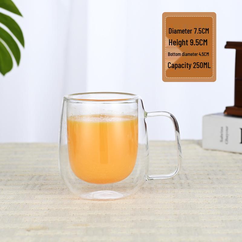 Креативная кружка из двухслойного стекла с ручкой - Изолированная для горячих/холодных напитков
