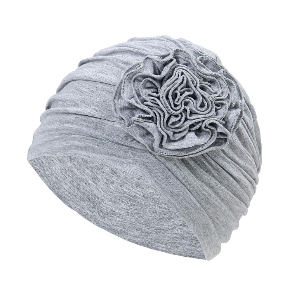 Double Layer Headscarf Hat 3D Flowers Headband Hat Simple Chemo Headwear Hat  For Women