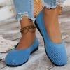 Fashion Women Round Toe Flat Shoes Solid Color Knitted Slip on Shoes Casual Breathable Ballet Flats Women Mesh Loafer Zapatos Para Mujer
