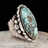 Antique Women Men Oval Turquoise Carved Finger Ring Cosplay Party Jewelry Gift