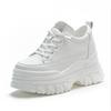 Fashion 9CM High Heel Genuine Leather Women Shoes Chunky Sneakers Wedge Platform Shoes Spring Summer Women Breathable Comfy Footwear