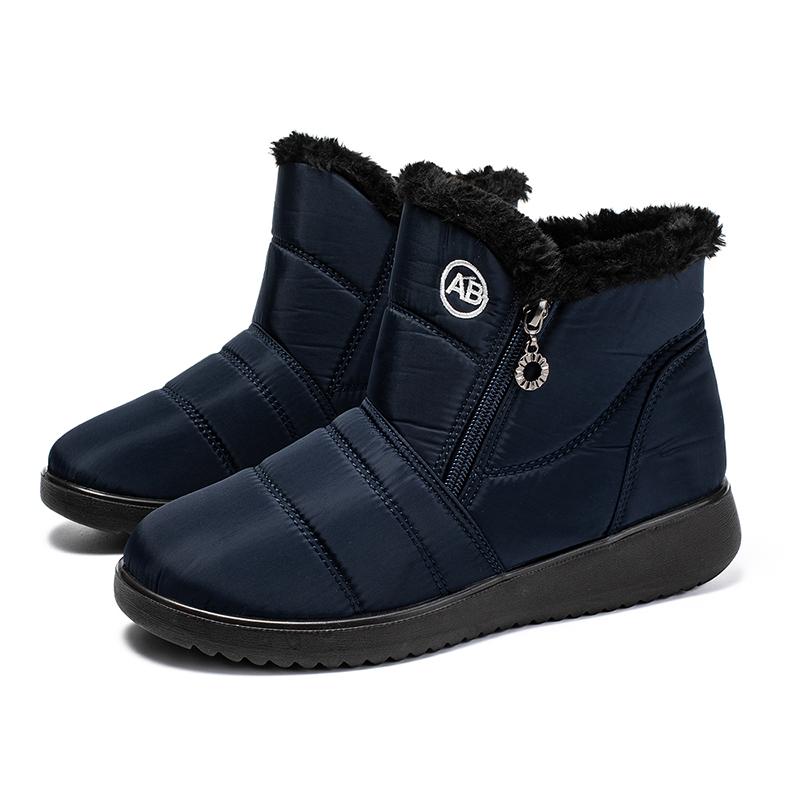 Женские водонепроницаемые зимние ботинки, зимние нескользящие плюшевые ботинки с искусственным мехом, женские пуховые ботинки на плоской подошве, сохраняющие тепло, с хлопковой подкладкой