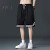 Мужские летние шорты с эластичной талией, регулируемые спортивные шорты на шнурке с карманами, однотонные повседневные шорты с широкими штанинами
