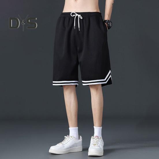 Мужские летние шорты с эластичной талией, регулируемые спортивные шорты на шнурке с карманами, однотонные повседневные шорты с широкими штанинами