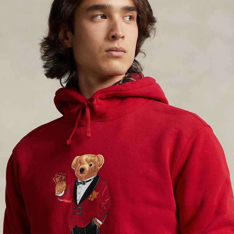 Polo Ralph Lauren SS24 Letter Bear Print Casual Hoodie Мужские толстовки с капюшоном Красный MNPOKNI16823377-600