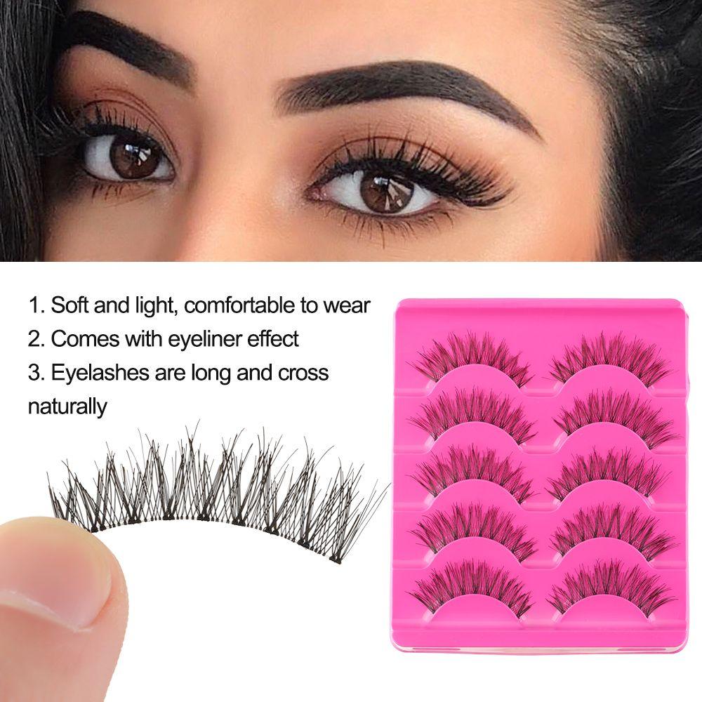 5 Pairs Beauty Makeup Black Cross Thick False Fake Eyelashes Eye Lashes Extension
