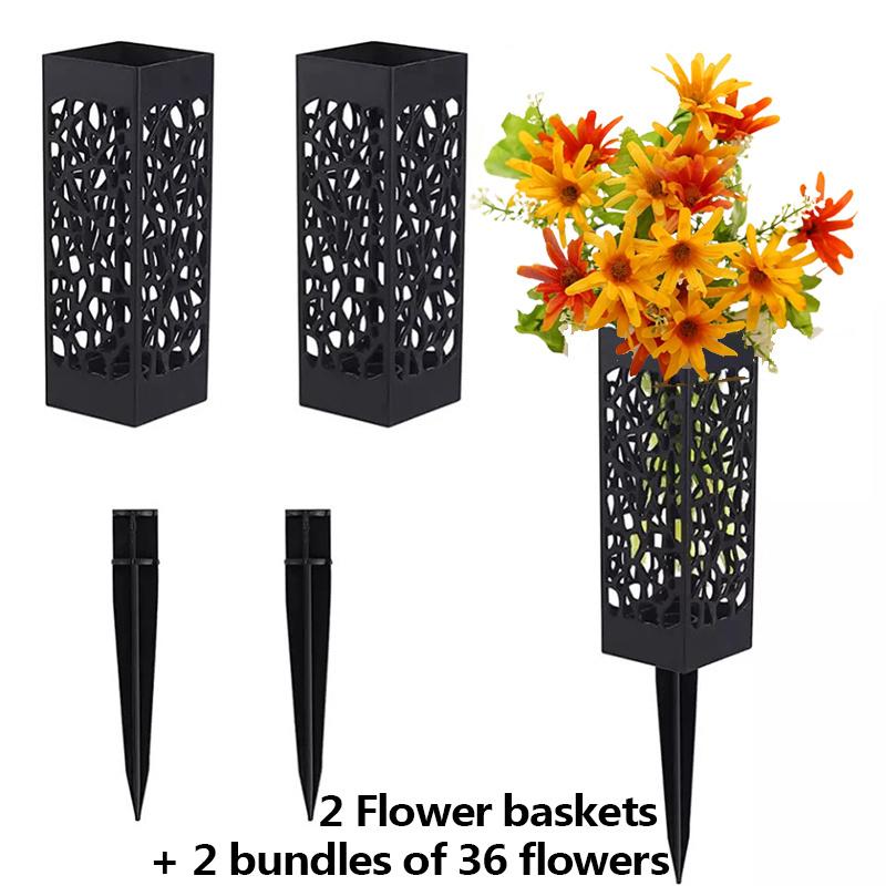 Набор из 36 реалистичных искусственных хризантем и водных растений с 2 напольными корзинами для декора сада