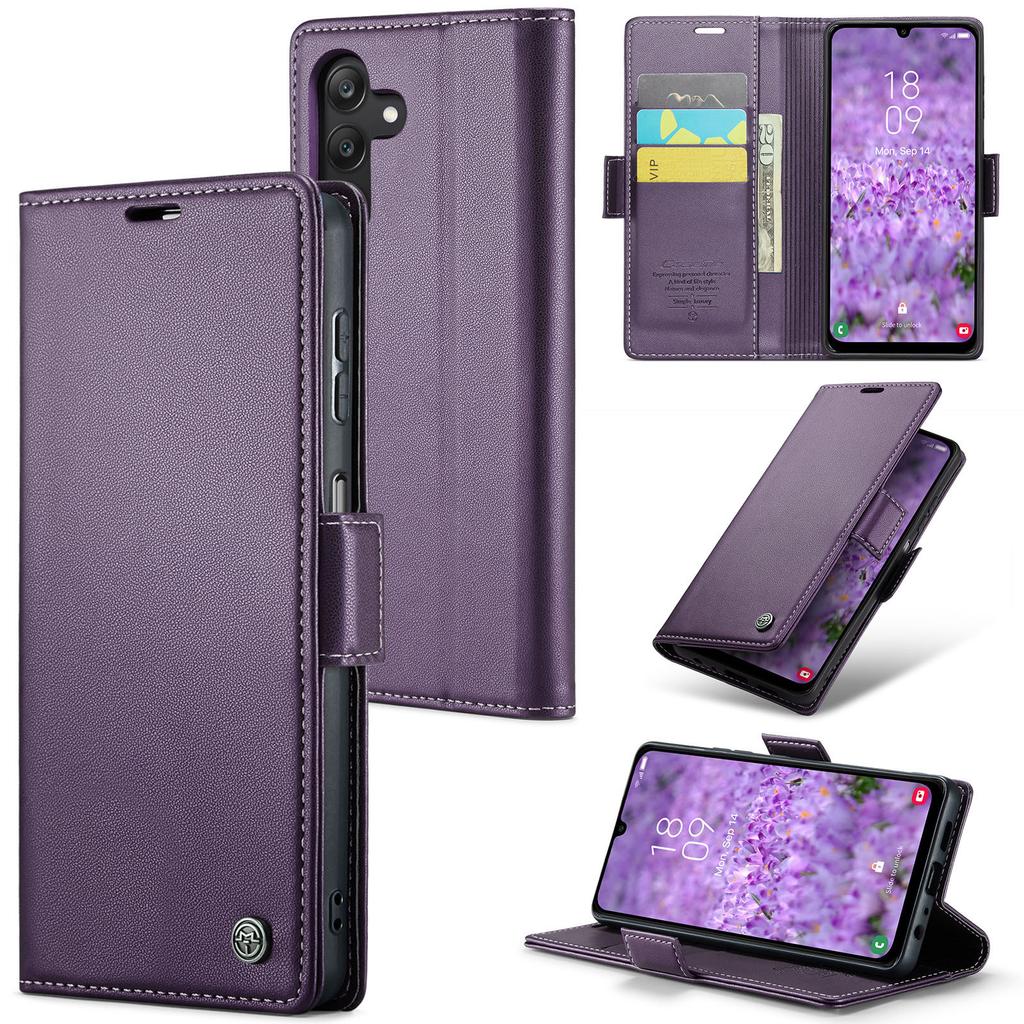 For Samsung Galaxy A25 5G (Global) (161.0 x 76.5 x 8.3mm) Leather Case CASEME 023 RFID Blocking 3 Card Slot Mobile Cover