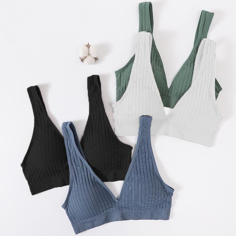 Женский бюстгальтер с глубоким v-образным вырезом, хлопковый бюстгальтер без косточек, сексуальный топ на бретелях с широким ремешком и открытой спиной, женское нижнее белье