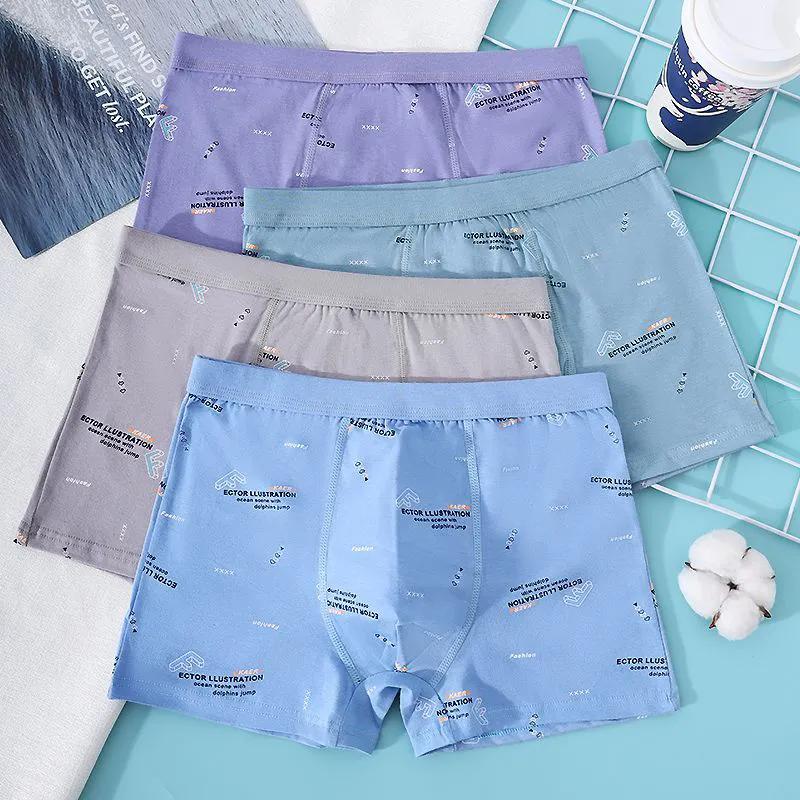 Нижнее белье для мальчиков, индивидуальные удобные детские шорты со средней талией для студентов-подростков, антибактериальные мужские шорты с промежностью и промежностью