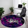 1 шт. Круглый коврик Stussy Office - Идеально подходит для декора офиса или кабинета, Машинная стирка, Нескользящая основа, Декоративный коврик для пола