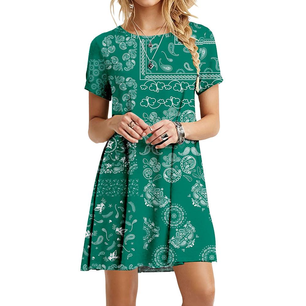 Модные летние платья-бабочки, женское элегантное свободное платье с коротким рукавом и 3D принтом, винтажное повседневное мини-платье с круглым вырезом