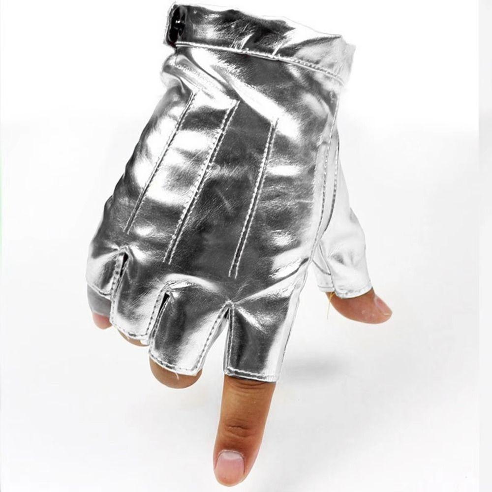 Крутые кожаные перчатки для вождения Панк-перчатки для выступлений Модные митенки без пальцев Вечеринка