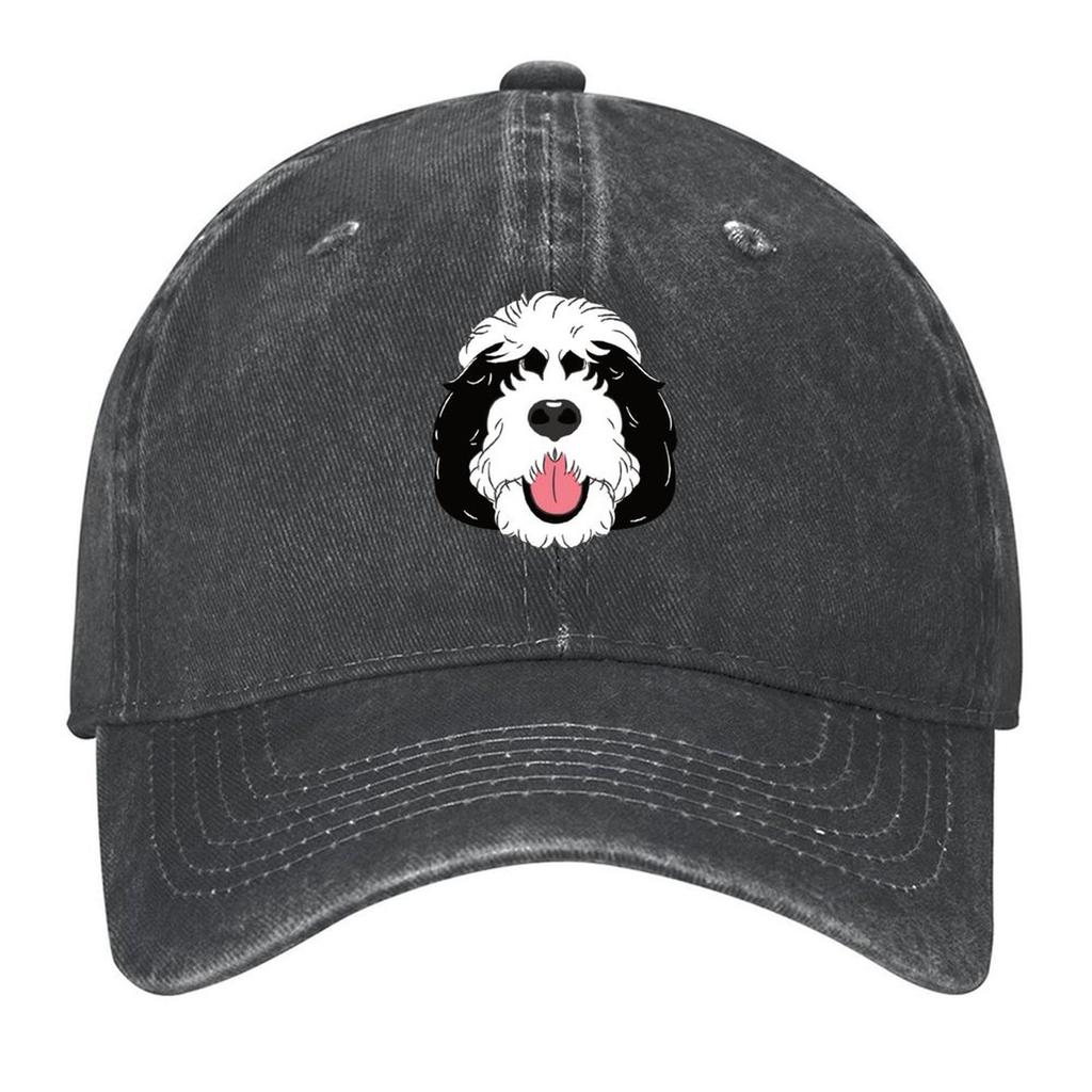 LOVE Black and White Sheepadoodle Baseball Cap Hat Luxury Brand F Sunhat sailor cap for Unisex For Girls Unisexs