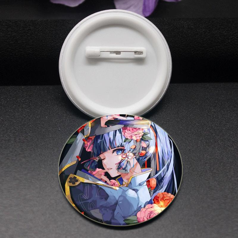 Значок Genshin Impact 32/44/58 мм, милые броши для косплея Камидзато Аяка, креативные изысканные эмалевые булавки для одежды, рюкзака, ювелирных изделий, аксессуаров
