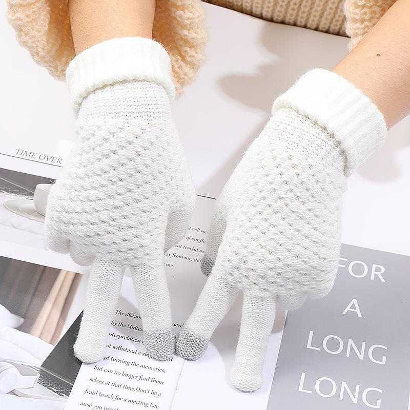 New thickened gloves men's and women's autumn and winter warm and cold-proof outdoor riding knitted wool gloves