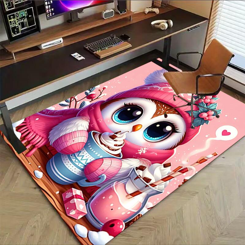 1PC Winter, Owl Extra Large Non Slip Floor carpet, Office, family, Studio Large Area Rug Indoor Rugs, Bold Statement Piece