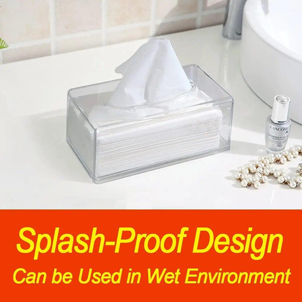 Квадратная прозрачная акриловая коробка для салфеток, прямоугольные крышки коробок, держатели коробок для салфеток для лица в ванной комнате, диспенсер для прозрачных сушильных листов для стола