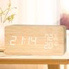 Digital LED Wooden Alarm Clock, Desk Clock, Voice Activated, Electronic Desktop Clock, Luminous Silent Alarm Clock